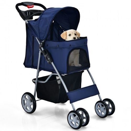 Simple Desight Foldable 4-Wheel Pet Stroller With Storage Basket Simple Desight Foldable 4-Wheel Pet Stroller With Storage Basket